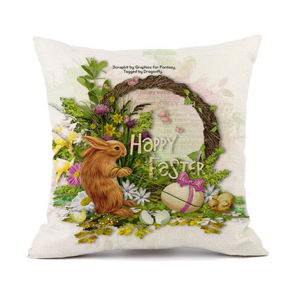 Easter Bunny Egg Cotton And Linen Cushion Case