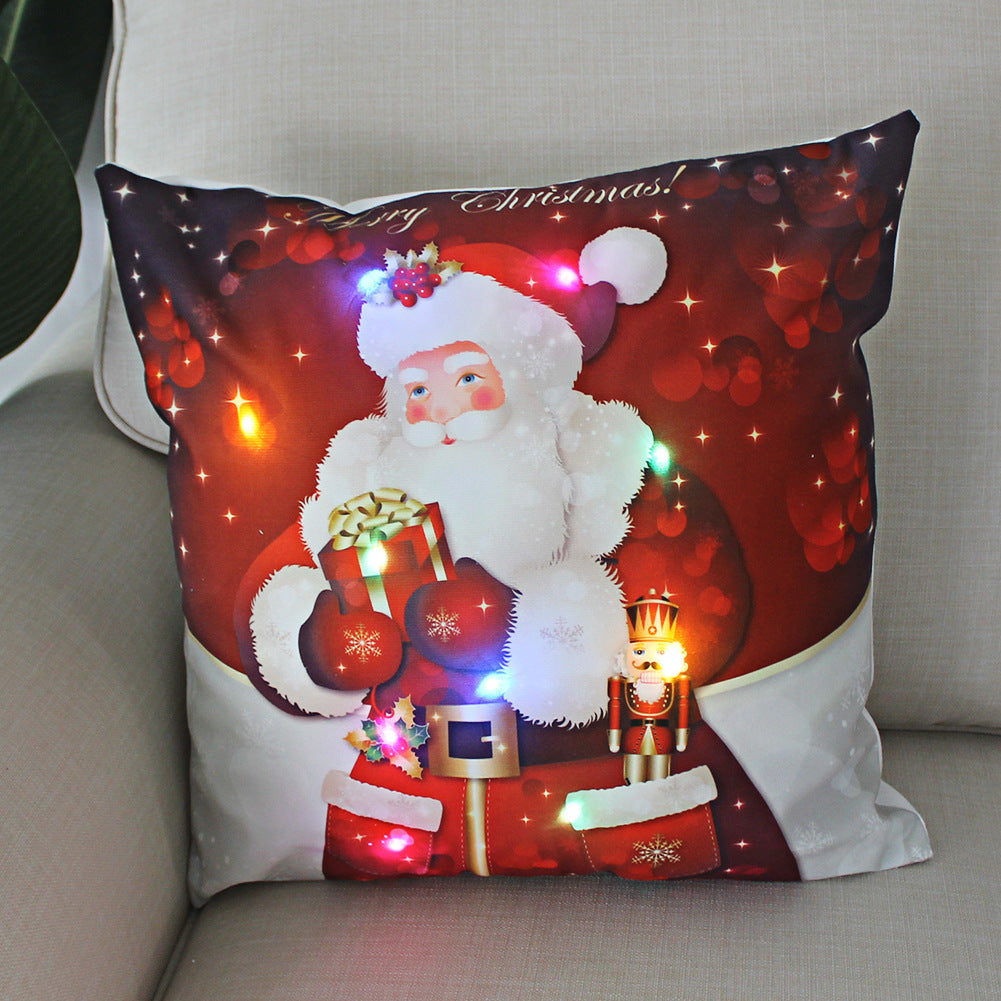 New Lantern Christmas LED Light Super Soft Short Plush Pillowcase