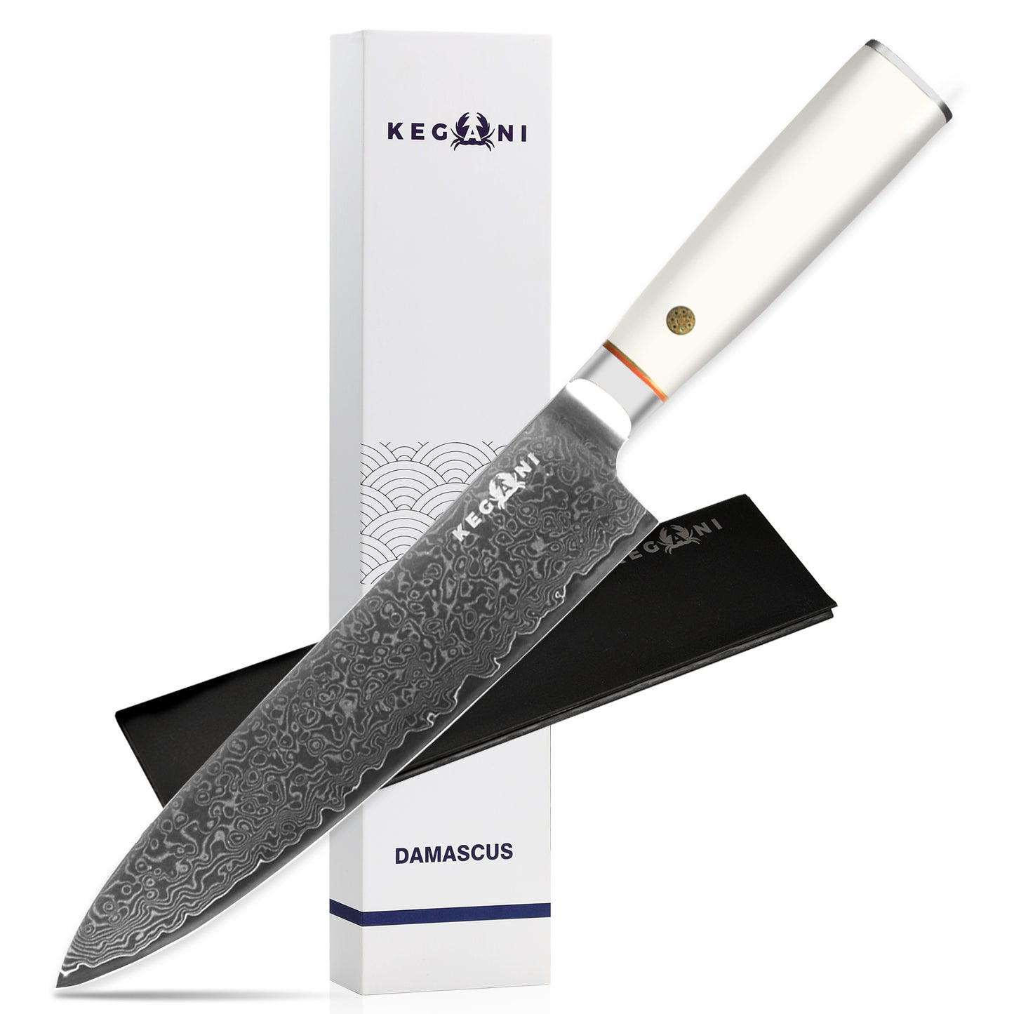 Kegani Chef's Knife - 8 Inch Professional Damascus Chef Knife, 67 Layers Japanese VG-10 Damascus High Carbon Kitchen Cooking Knife Ultra-Sharp Knives- Ergonomic Handle