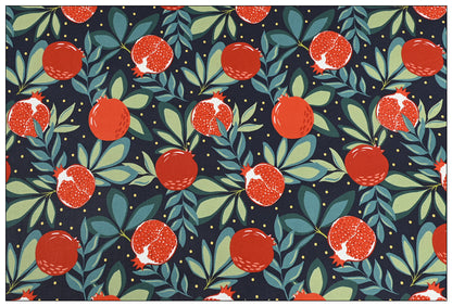 Fine Canvas Nordic Pomegranate Printed Fabric Cotton