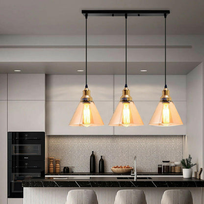 3 Outlet Industrial Retro Loft Glass Ceiling Lampshade Pendant