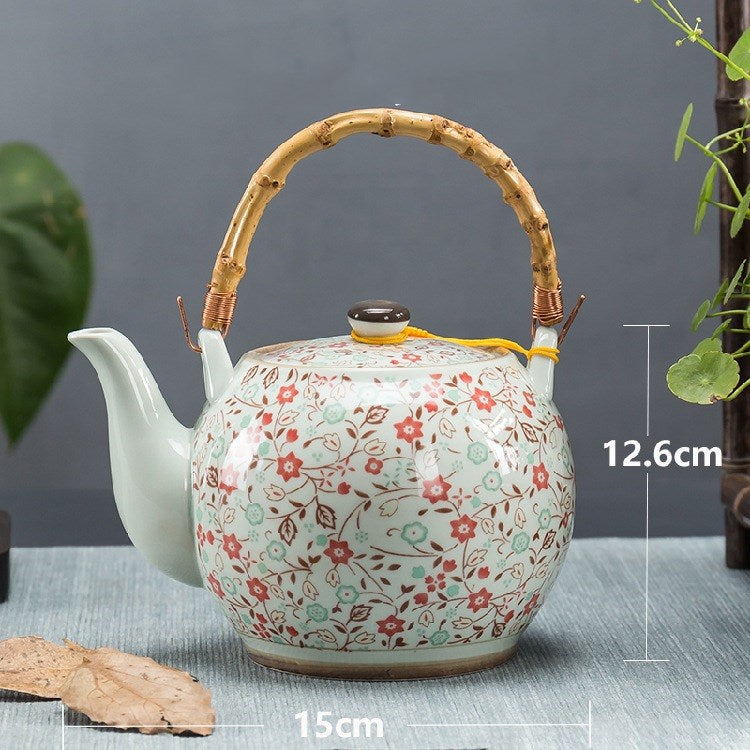 Ceramic Teapot With Strainer Large Handle Pot Single Pot Household