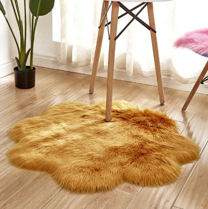 Artificial Woolen Carpet Rug Floral Shape Sheepskin Hairy Carpet Faux Mat Seat Pad Fur Warm Tapetes Floor Mat Soft Area Rug