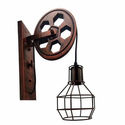 Wall Lamp Retro Wheel Light Rustic Vintage Pipe Industrial Steampunk