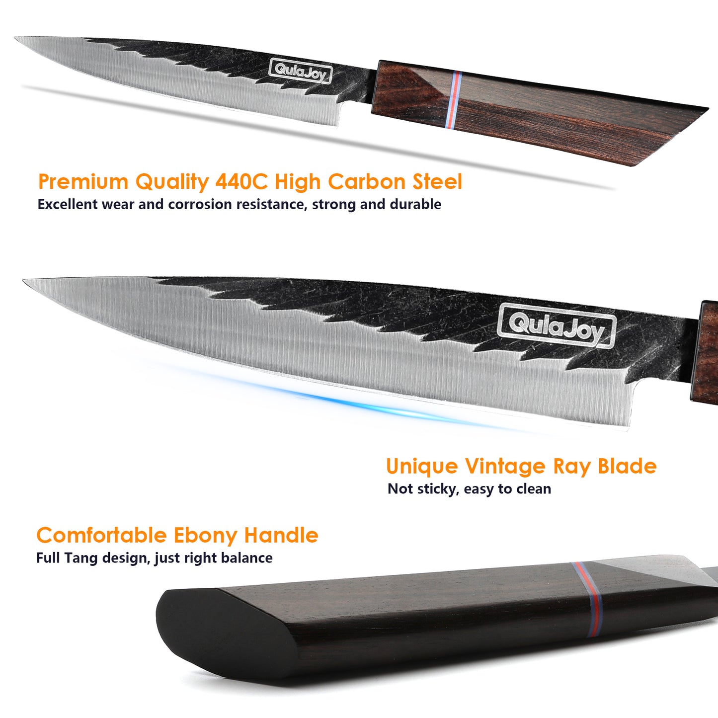 Qulajoy 8 Inch Japanese Chef Knife, Professional Hand Forged High Carbon Steel Kitchen Chef Knife,Cooking Knife With Ebony Handle