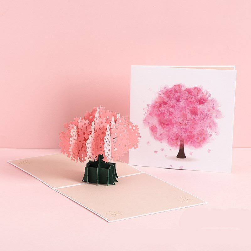 3D Laser Cut Handmade Sakura Kissing Lover Paper Invitation Greeting Card