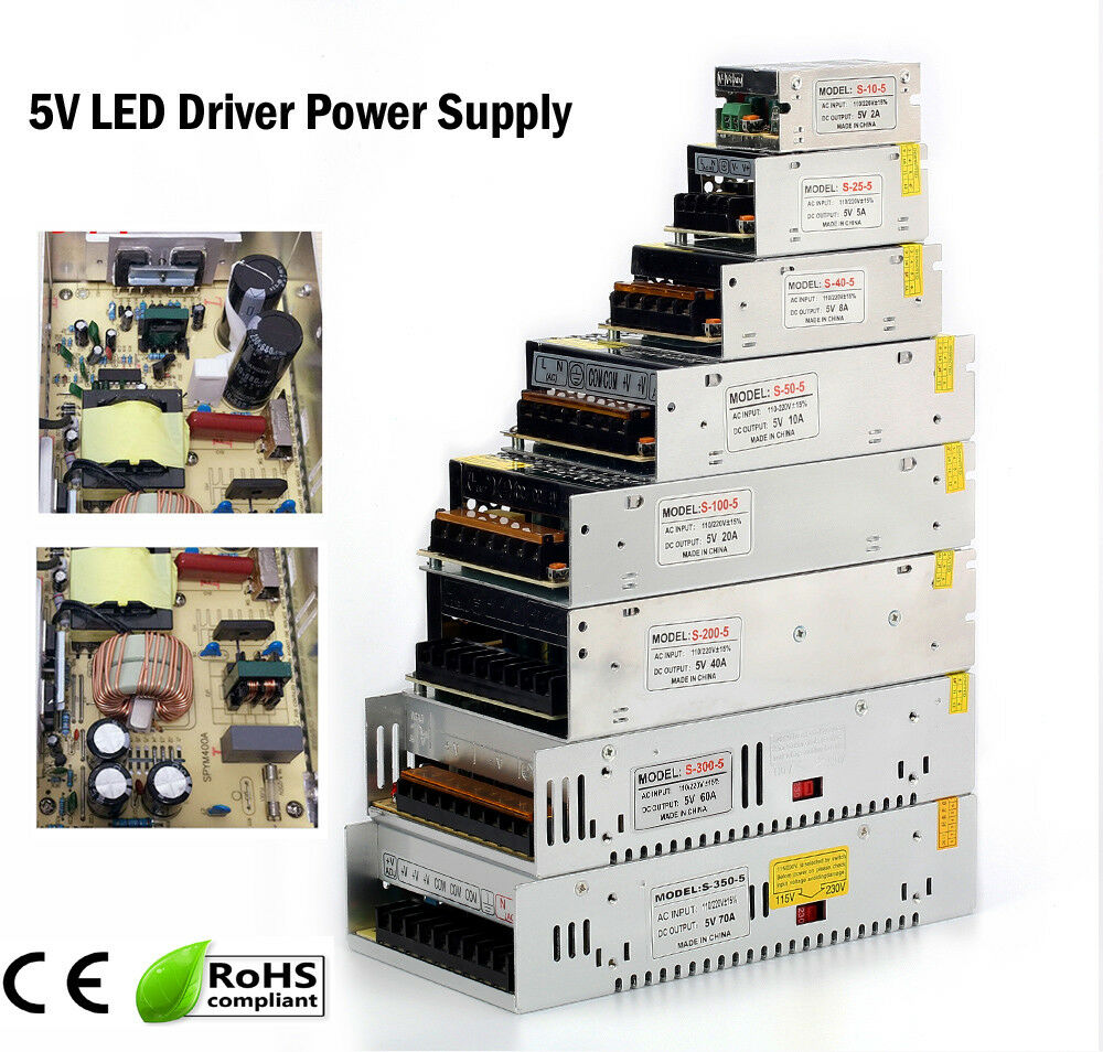 DC5V LED Driver Power Supply Transformer 240V IP20 for LED Strip,