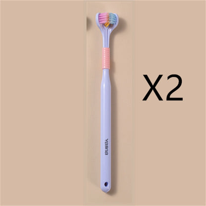 Three-sided Macaron Soft Bristle Toothbrush Care Safety Toothbrush Teeth Deep Cleaning Portable Travel