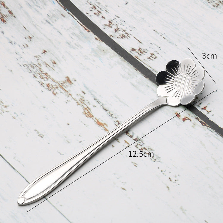 Teaspoons Rose Shaped Flower Stainless Steel Kitchen Tableware Handle Cutlery Mini Dessert Tea Dining Spoon For Snacks