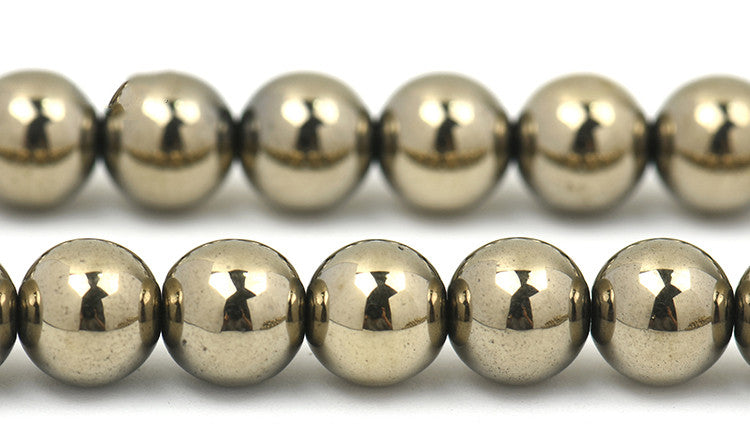 Electroplated Pyrite Glossy Round Beads