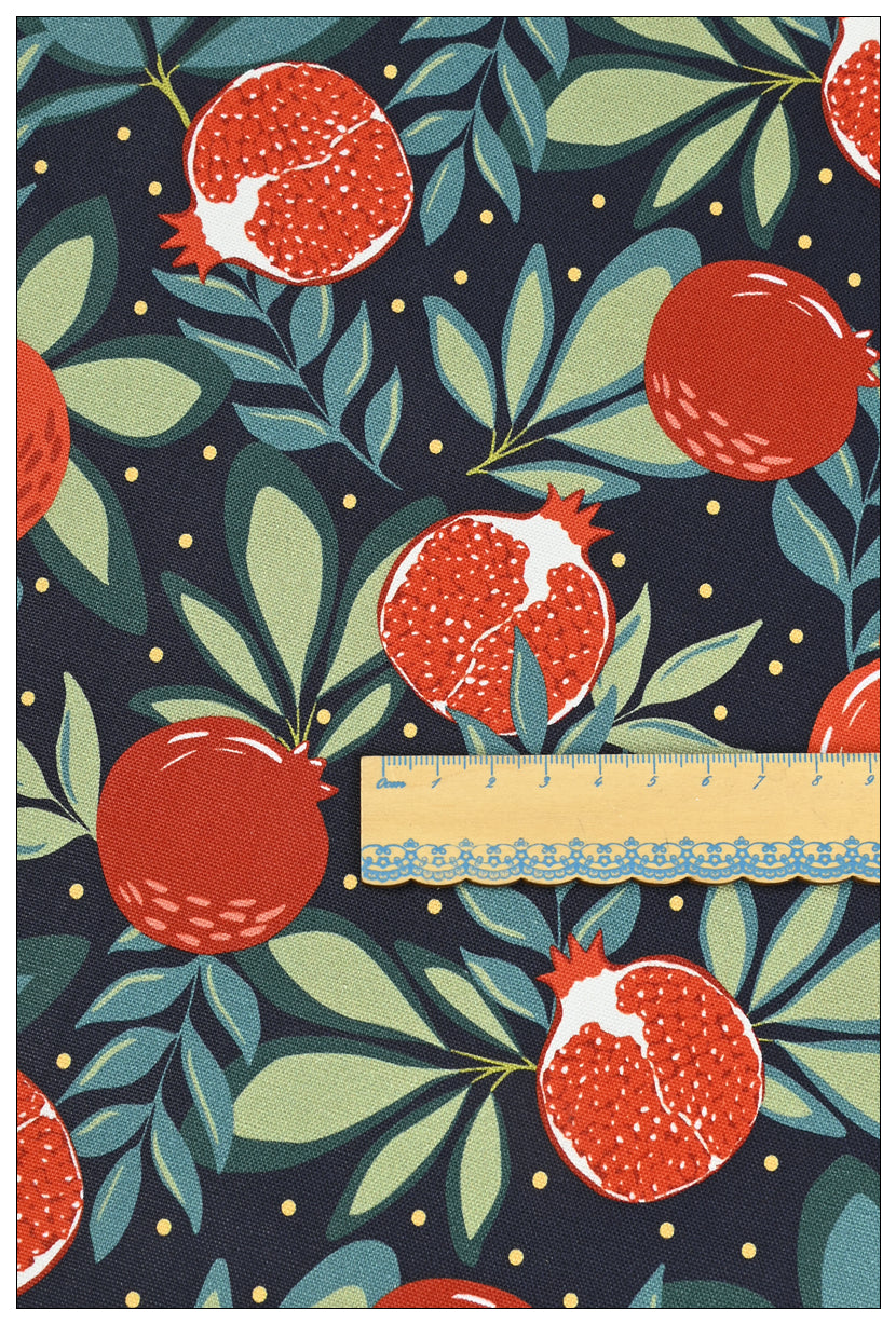 Fine Canvas Nordic Pomegranate Printed Fabric Cotton