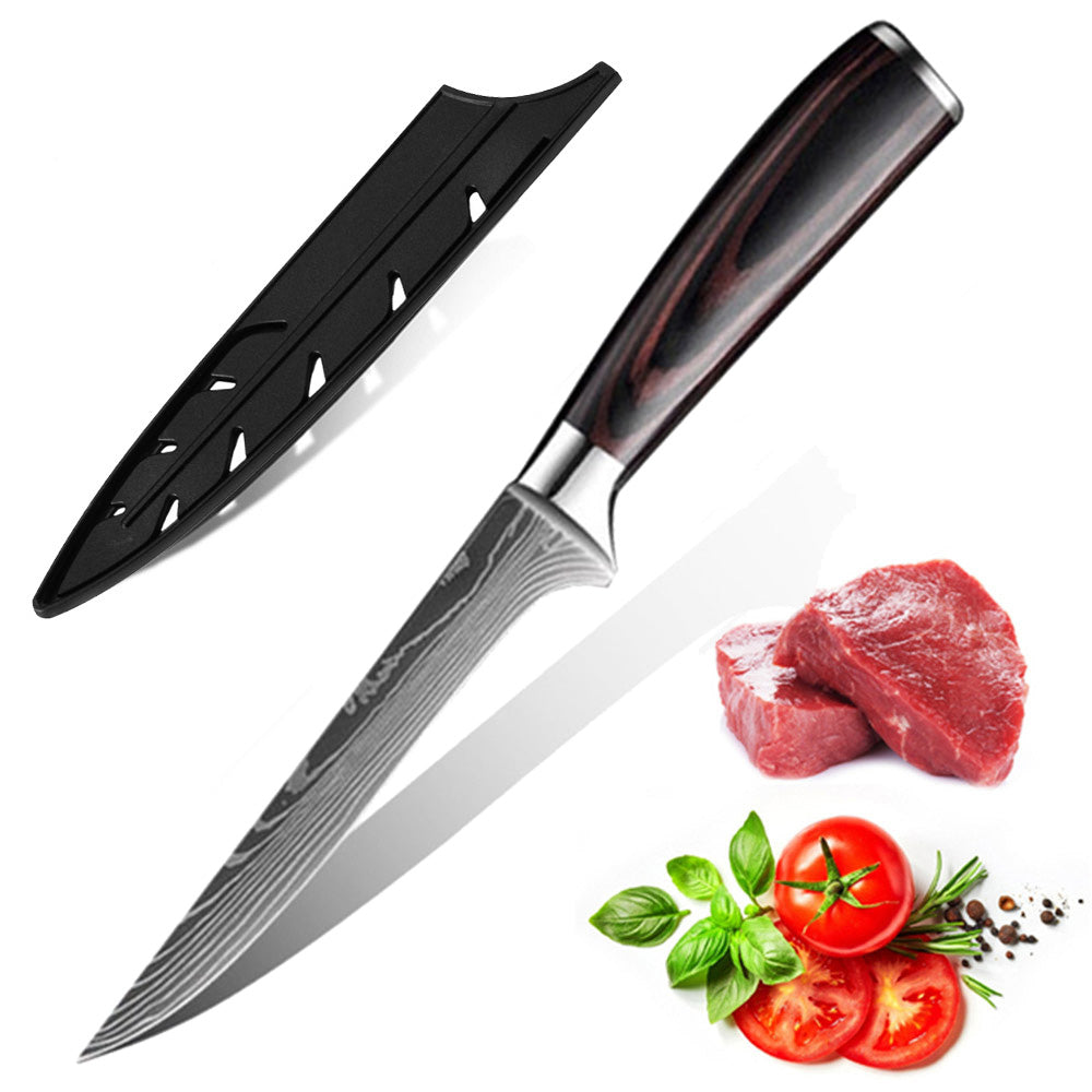 10PCS Japanese Damascus Steel Chef Knife - Professional Hardened Kitchen Knives Cut Stainless Steel Santoku Kitchen