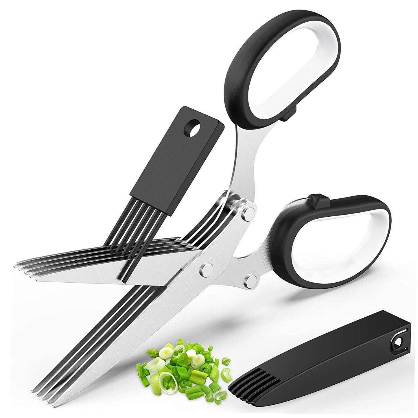 Herb Scissors With Multi Blades Stainless Steel Fast Cutting Shear Kitchen Tool