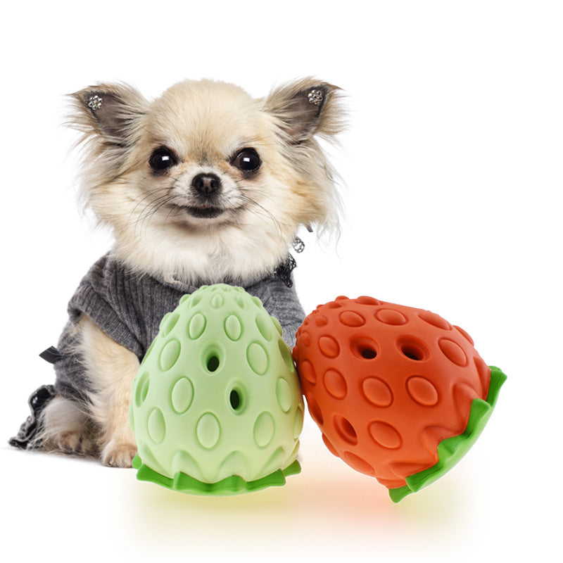 Pet Toy Chew Resistant Strawberry Leak Food Ball Pet Supplies Dog And Cat Toys