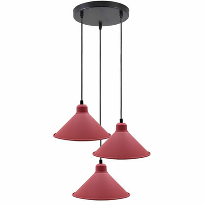 Retro Industrial Hanging Chandelier Ceiling Cone Shade pink colour