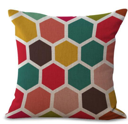 New Colorful Geometric Series Printed Linen Cotton Cushion Cover Home Decor Houseware Throw Pillow Case Almofadas Cojines