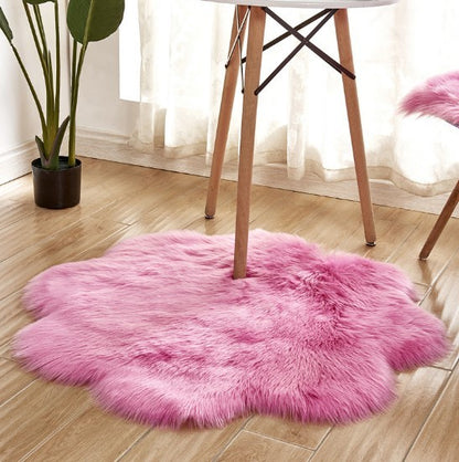 Artificial Woolen Carpet Rug Floral Shape Sheepskin Hairy Carpet Faux Mat Seat Pad Fur Warm Tapetes Floor Mat Soft Area Rug