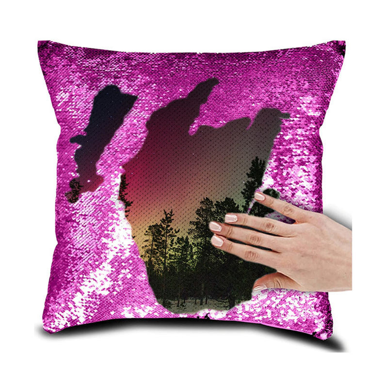 Personalised Photo Your Name Or Text Decorative Sequin Pillow Cushion Cover Reveal Magic Gift Mother Of The Bride Groom 16*16"