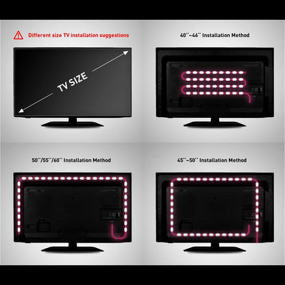 RGB LED Light for TV Backlight USB Powered, 24”- 60” TV with Remote