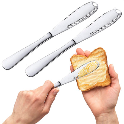 Stainless Steel Butter Spreader Knife With Handle, 3 In 1 Curler Slicer Knife, Butter Knife Spreader And Curler With Holes And Serrated Edge Cheese Knife  Kitchen Gadgets