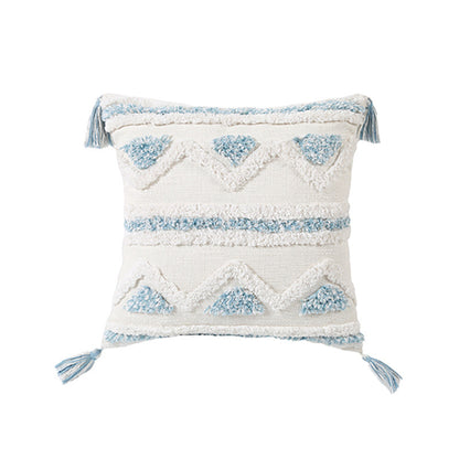 Blue Geometric Tufted Pillow Extensions