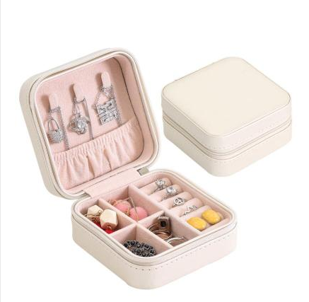 Creative travel portable jewelry box earrings earrings jewelry storage box leather small jewelry bag