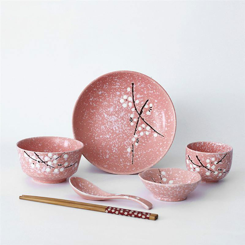 Japanese Style Set 6-piece Rice Bowl Flavor Plate Chopsticks Dish