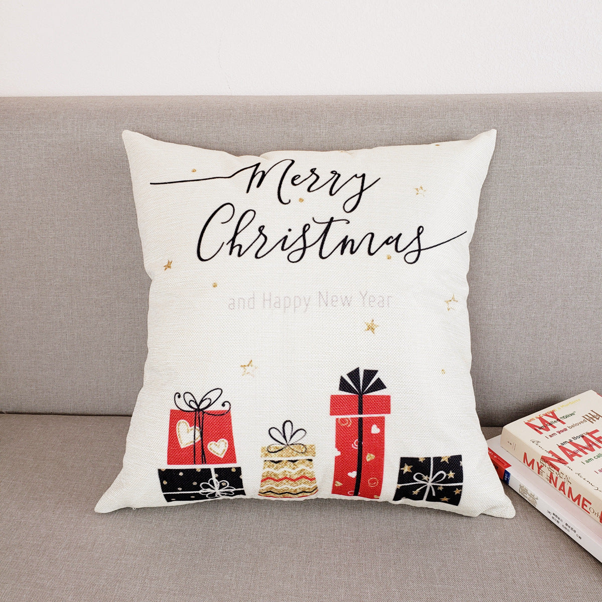 Christmas linen pillowcase