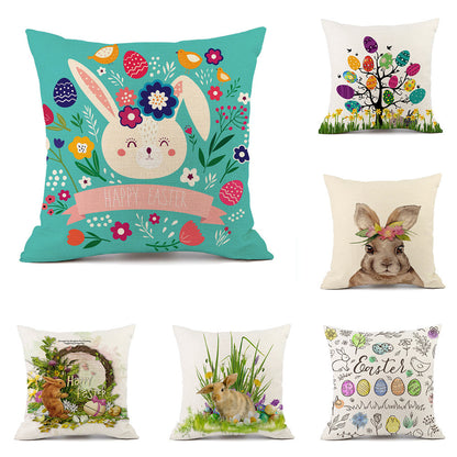 Easter Bunny Egg Cotton And Linen Cushion Case