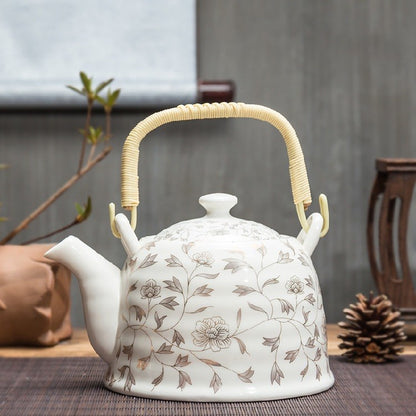 Ceramic Teapot With Strainer Large Handle Pot Single Pot Household