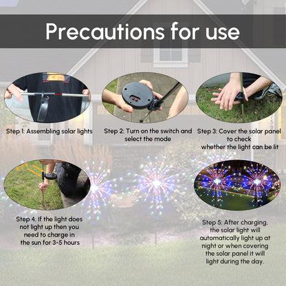 180 LED Solar Firework Lights Waterproof DIY Solar Garden Lamps 2Pcs