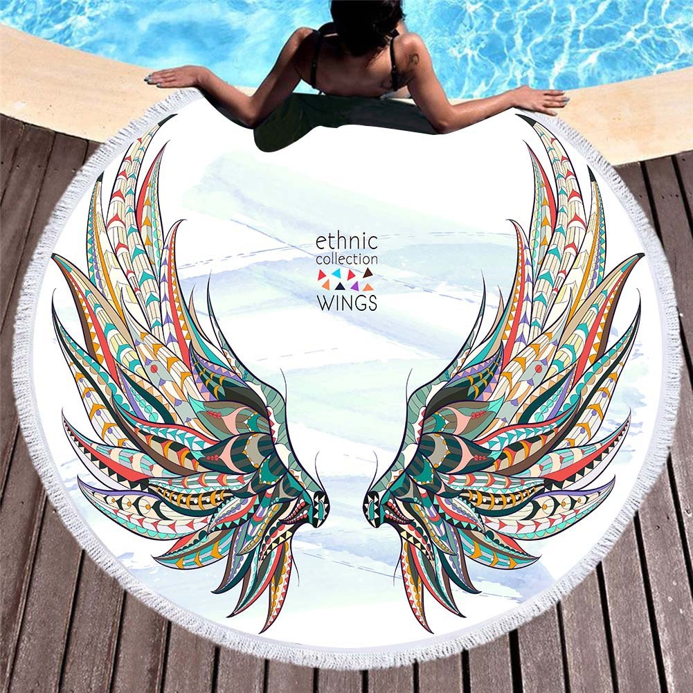 Round printed beach towel