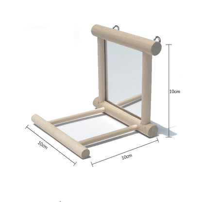 Bird stand with mirror