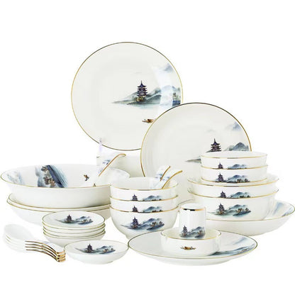 New Chinese Ceramic Tableware Set Household Dishes Set Bowl