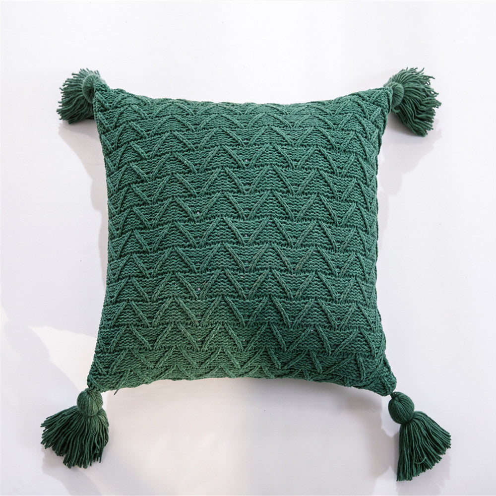 Chenille knitted quilted pillowcase