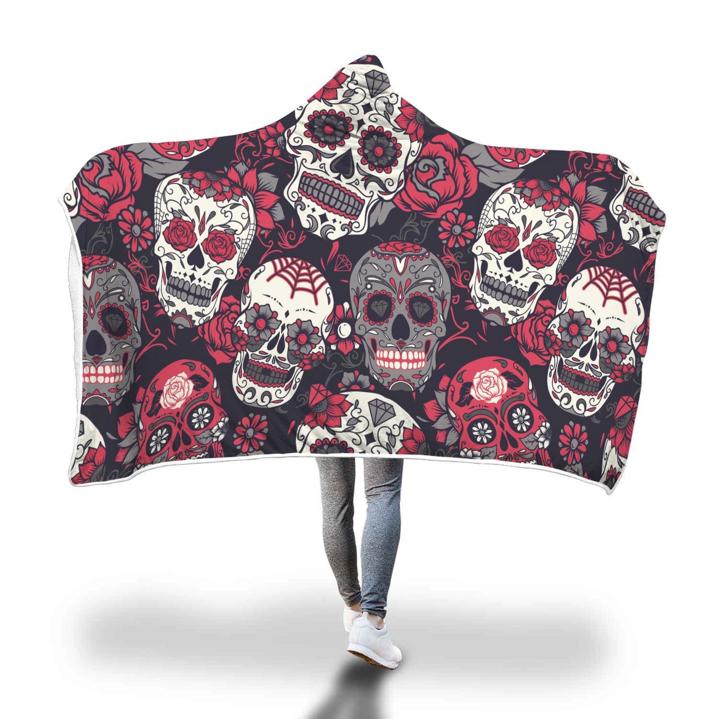 Hooded Blanket Cloak 3D Digital Printing Nap Blanket Skull