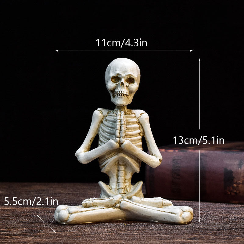 Halloween Horror Desktop Decoration Resin Ornaments Feature Modeling Yoga Skull Skeleton