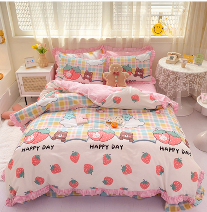 Cotton 100 Princess Wind Quilt Cover Cartoon Student Dormitory Bed