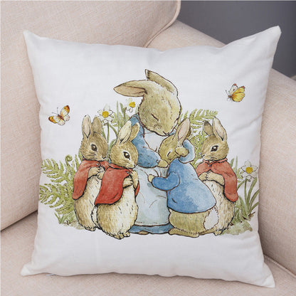 Cartoon Rabbit Peach Skin Fabric Pillow Cover Home Decoration Sofa Cushion Cover Seat Cover Easter Amazon AliExpress