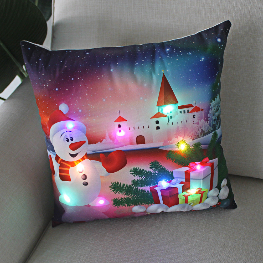 New Lantern Christmas LED Light Super Soft Short Plush Pillowcase