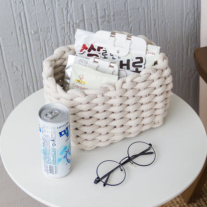 Nordic Wind Hand-woven Thick Cotton Rope Storage Box Simple Storage Basket