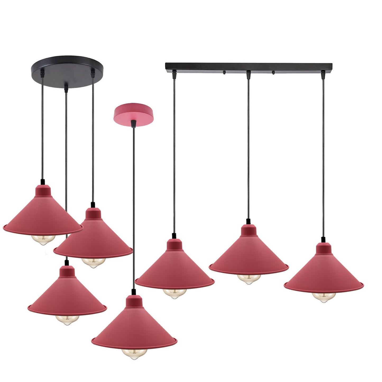 Retro Industrial Hanging Chandelier Ceiling Cone Shade pink colour