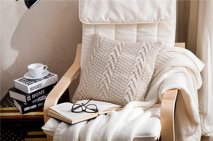 Coarse wool knitted cushion