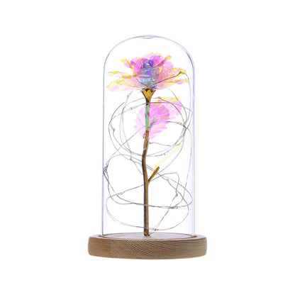 Enchanted Forever Rose Flower in Glass LED Light Christmas Decoration