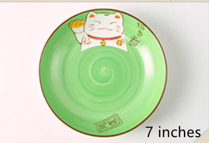 Japanese Style Cartoon Lucky Cat Ceramic Bowl