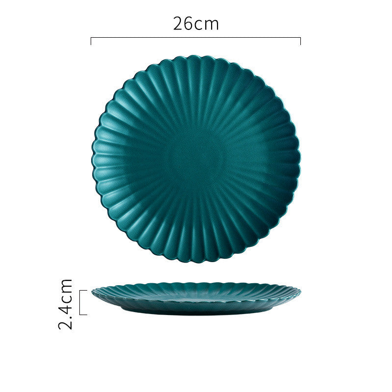 Creative Simple Solid-color Ceramic Plate Fruit Cake Plate Round Beef Steak Western Plate