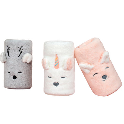 Coral Fleece Cute Cartoon Children Face Towel