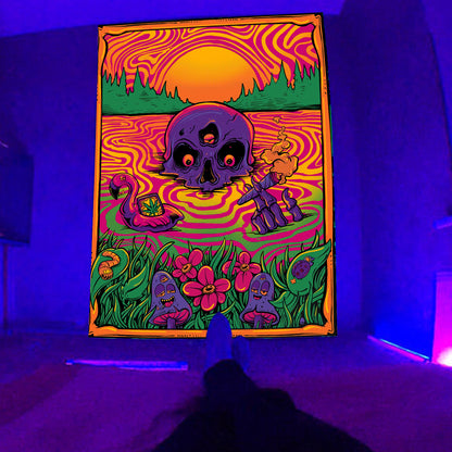 Fluorescent Tapestry Skeleton Mushroom Astronaut