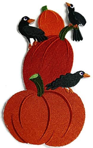 Happy Halloween [Creepy Crows and Pumpkin] Embroidered Iron on/Sew