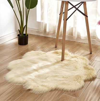 Artificial Woolen Carpet Rug Floral Shape Sheepskin Hairy Carpet Faux Mat Seat Pad Fur Warm Tapetes Floor Mat Soft Area Rug